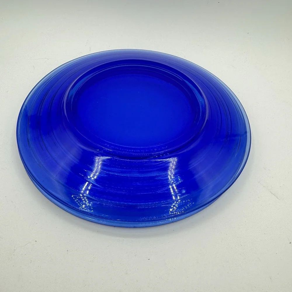 Lot of 3 Hazel Atlas Cobalt Blue Moderntone‎ Depression Plates Luncheon Art Deco
